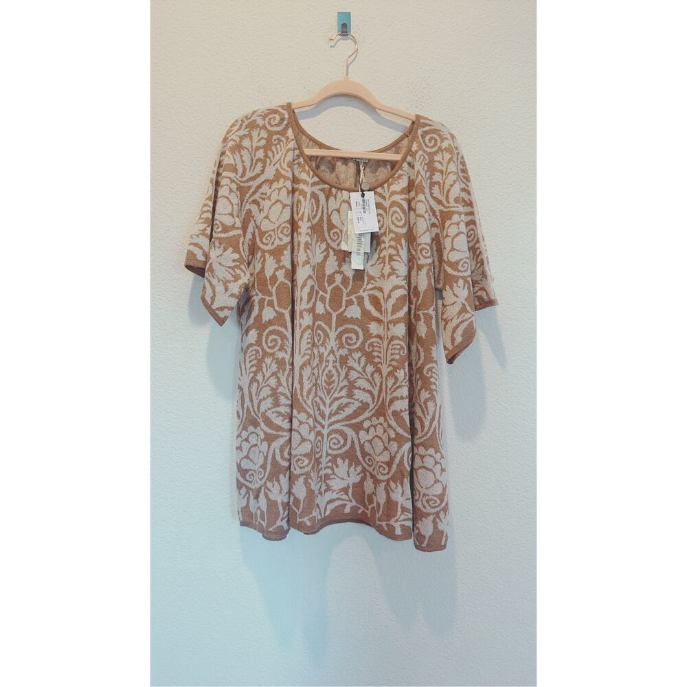Mes Demoiselles Paris Wool Mohair Jacquard Floral Knit Top Camel Cream S NWT - Picture 7 of 10